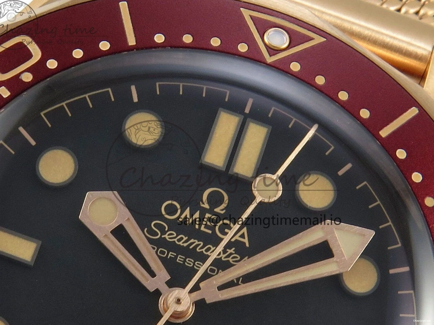 0322 Stylish Seamaster 300M Diver Rose Gold VSF 1:1 Best Edition Black Dial on Mesh Bracelet A 7662